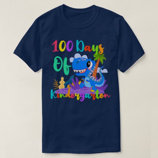 100日の幼稚園おもしろい恐竜ギフトK Tシャツ (デザイン正面)