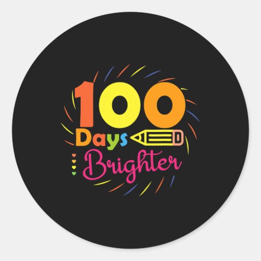100日の明るい – 100日の学校先生のStu ラウンドシール (正面)
