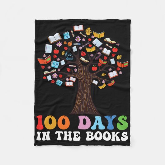 100日の書籍読の日100先生 フリースブランケット (正面)