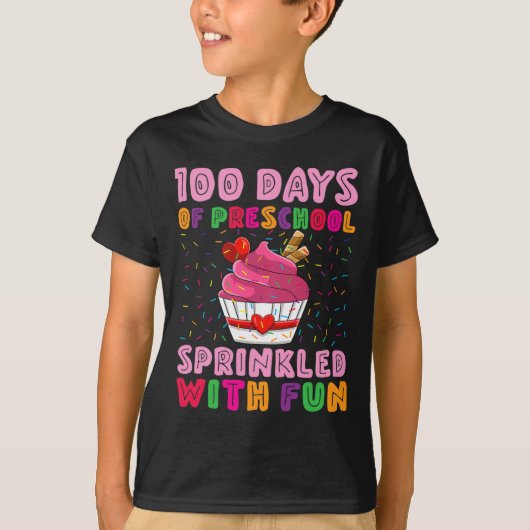 100日の未就学児のおもしろいカップケーキG Tシャツ (正面)
