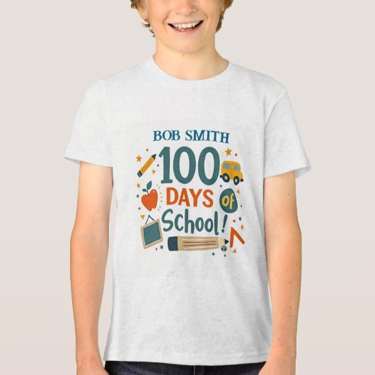 100日の祝学校学：のおもしろい トライブレンドＴシャツ (正面)