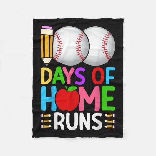 100日の走ホーム野球100日目 フリースブランケット (正面)
