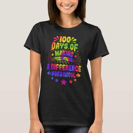 100日の違いを作るプリスクール100日 Tシャツ (正面)