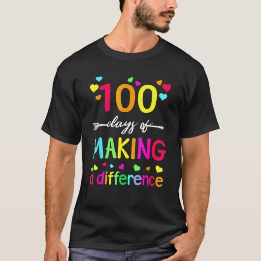 100日の違いを作る先生100日目 Tシャツ (正面)