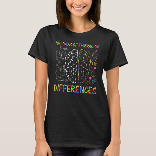 100日の違いを受け入れるSped先生Aut Tシャツ (正面)