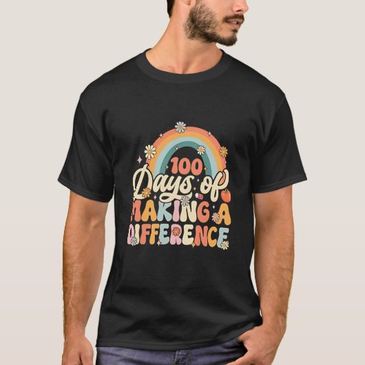 100日の違いを生む虹教えの Tシャツ (正面)