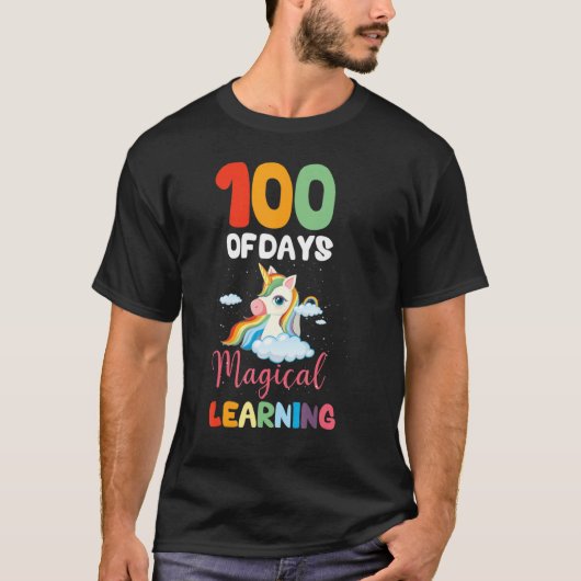 100日の魔法学の虹のユニコーン100 D Tシャツ (正面)