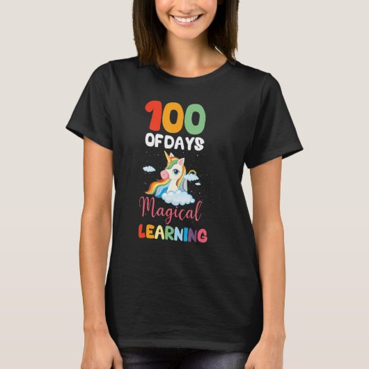 100日の魔法学の虹のユニコーン100 D Tシャツ (正面)