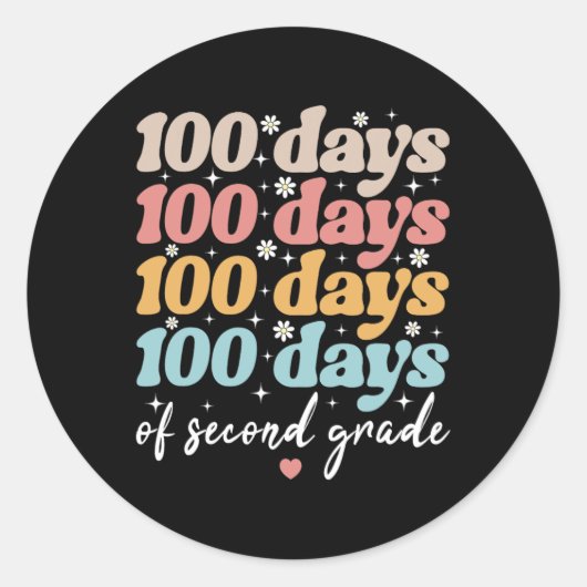 100日の2年生先生子供100日目 ラウンドシール (正面)