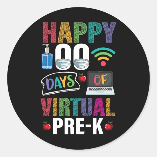100日のPre-K Kids先生学生 ラウンドシール (正面)