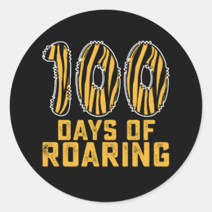 100日のRoaring Tiger おもしろい 100th Day School ラウンドシール