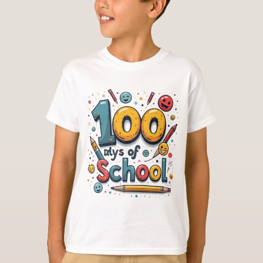 100日のSchool Kids Tシャツデザイン Tシャツ (正面)