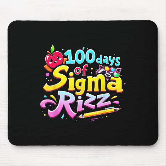 100日のSigma Rizz 100th Day Of School Kids マウスパッド (正面)