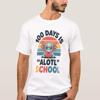 100日は大好きな学校 可愛いウーパールーパー 先生スタッド Tシャツ