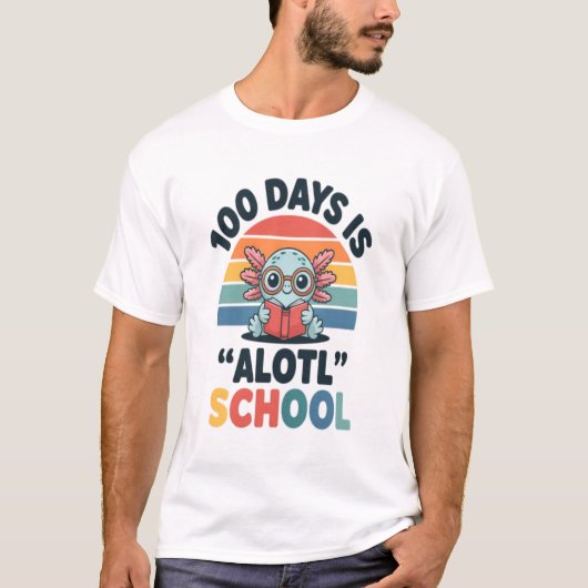 100日は大好きな学校 可愛いウーパールーパー 先生スタッド Tシャツ (正面)