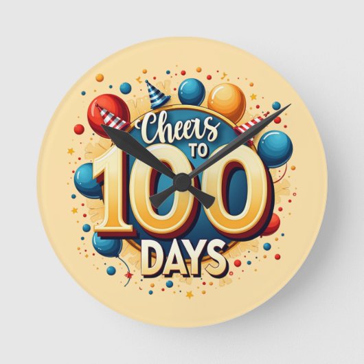 100日への応援:フェスティバル100日目 ラウンド壁時計 (正面)