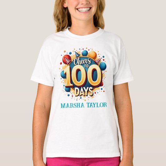 100日への応援:フェスティバル100日目 Tシャツ (正面)