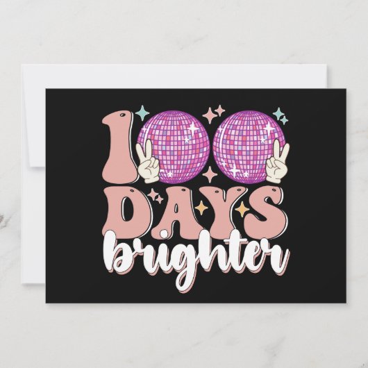 100日もっと輝くディスコボール 100日目の学校 招待状 (正面)