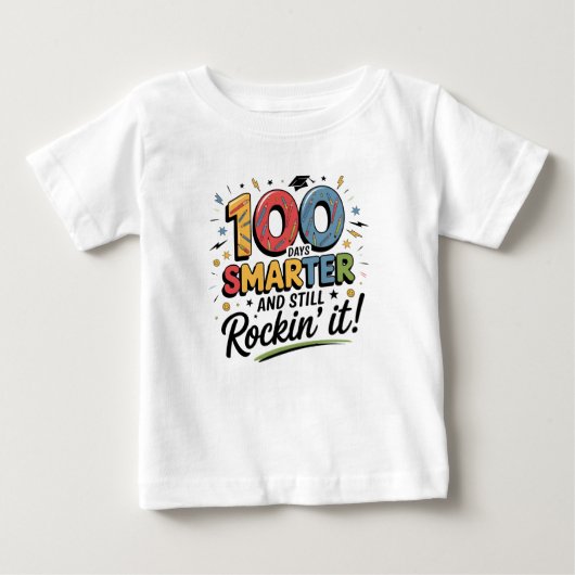 100日も賢くてロックオン! ベビーTシャツ (正面)