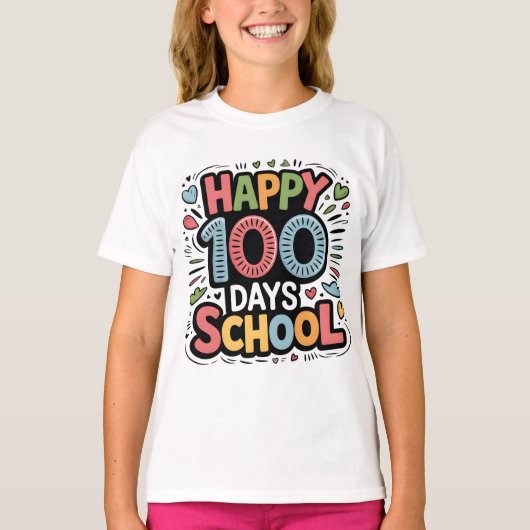 100日も賢くなったよ!ハッピーはっぴー100日目記念Tシャツ Tシャツ (正面)