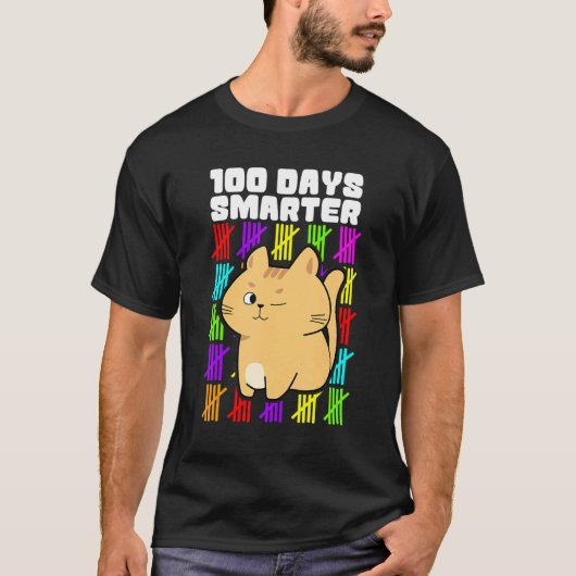 100日も賢くなったシャツ 男女児童 100日目 Tシャツ (正面)