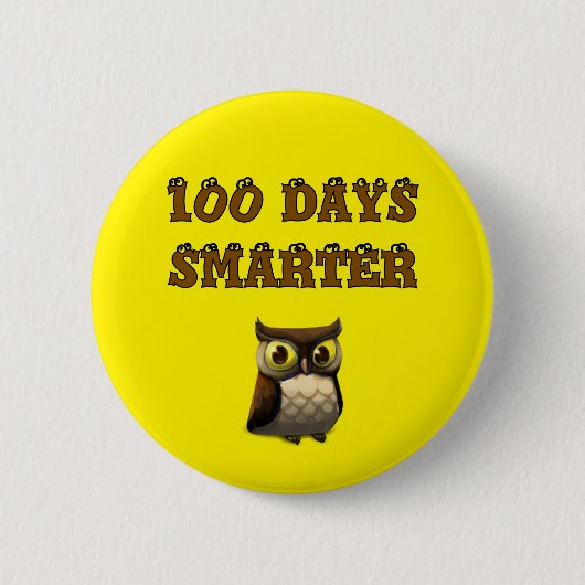 100日も賢くなったフクロウ - 100日目の登校 缶バッジ (正面)