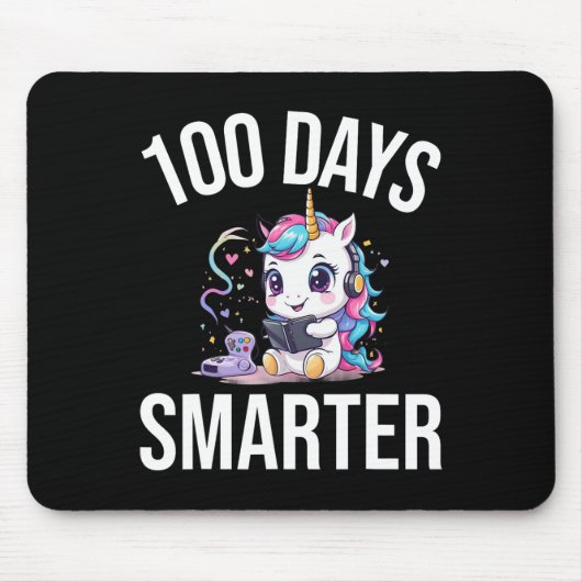 100日も賢くなったユニコーン 100日目の学校 幼稚園 マウスパッド (正面)