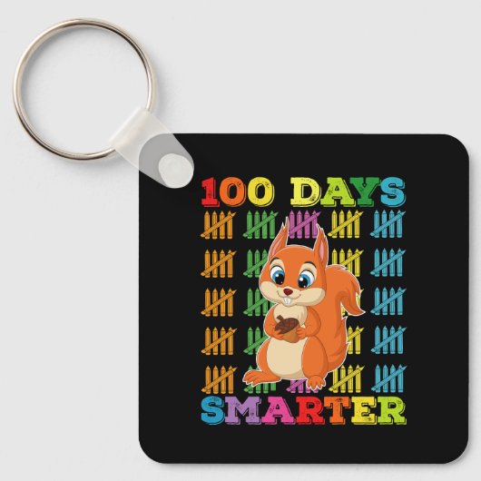 100日も賢くなったリス 100日目の登校日 キーホルダー (正面)