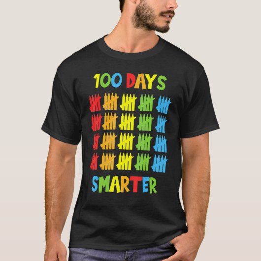 100日も賢くなった先生 子供 100日目の登校 Tシャツ (正面)
