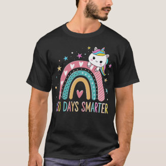 100日も賢くなった!レインボーユニコーンの女の子と先生 Tシャツ