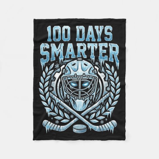100日も賢くなった!100日目の学校ホッケーのお祝い フリースブランケット (正面)