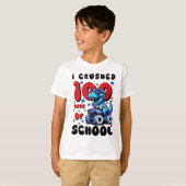 100日を乗り越えた恐竜トラックの子供Tシャツ Tシャツ (正面フル)