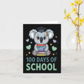 100日を祝う学校のコアラ 生徒 先生 カード (黄色い花)