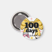 100日を祝う黄色い鉛筆のリボンマグネット マグネット (正面/裏面)