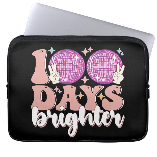 100日を祝おう ディスコボール 100日目の学校 ラップトップスリーブ (正面)