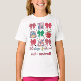 100日を迎えたお祝いにキュートな鉛筆リボン Tシャツ