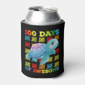 100日を迎えたカメ 学校の100日目の記念 缶クーラー (缶正面)