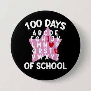 100日を迎えた学校のアルファベット 100日目を迎えた先生 缶バッジ