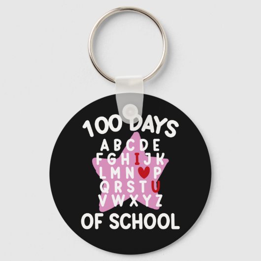 100日を迎えた学校のアルファベット 100日目先生 キーホルダー (正面)