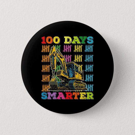 100日を迎えた賢いショベルカー 100日目の登校日 缶バッジ (正面)
