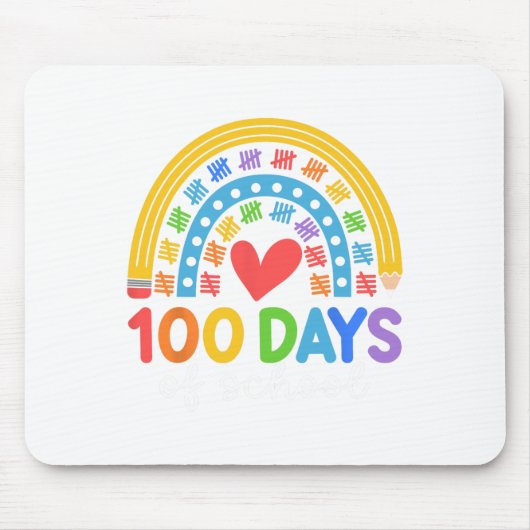 100日オブスクールレインボーお祝いデザイン マウスパッド (正面)