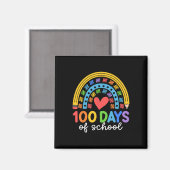 100日オブスクールレインボーお祝いデザイン マグネット (正面/裏面)