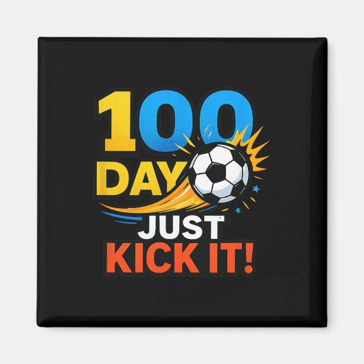 100日キックするだけ!サッカー ブレストのお祝い マグネット (正面)
