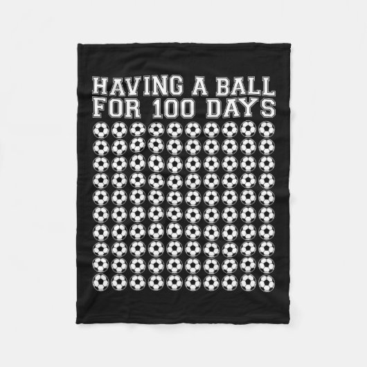 100日サッカースポーツのためのボール100スクーの日 フリースブランケット (正面)