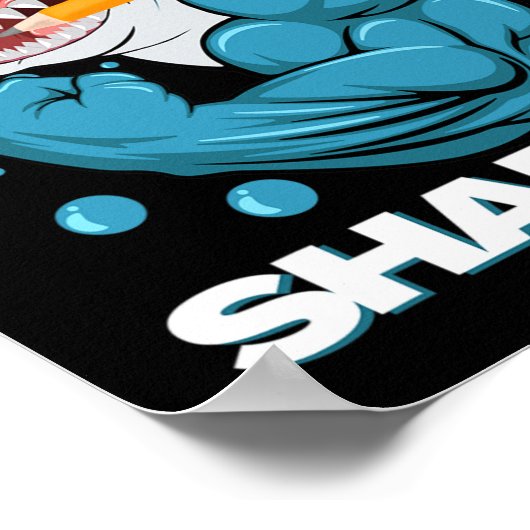 100日シャーパーシャークおもしろい100日の学校 ポスター (角)