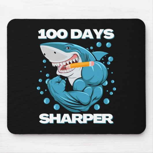 100日シャーパーシャークおもしろい100日の学校 マウスパッド (正面)