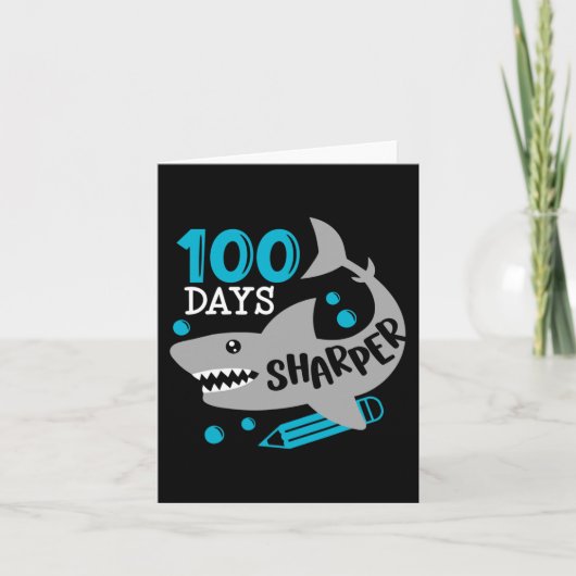 100日シャーパーシャーク少年のための学校の100日目 カード (正面)