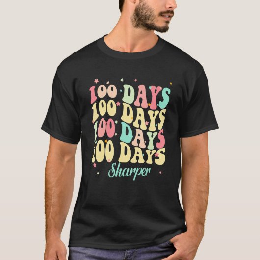 100日シャーパーレトロGroovy先生子供 Tシャツ (正面)