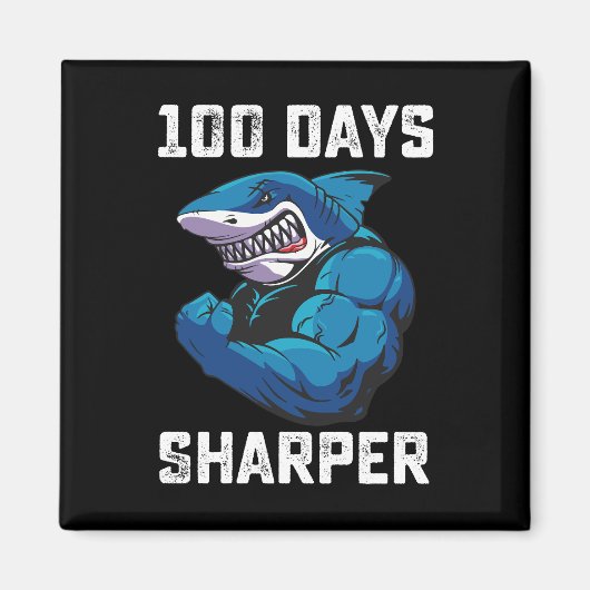 100日シャープシャーク100日目の学校ジム マグネット (正面)