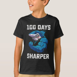 100日シャープシャーク100日目の学校ジム Tシャツ